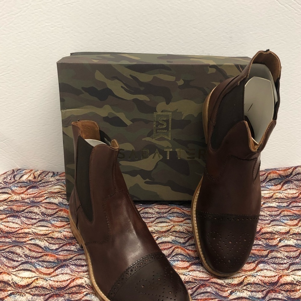 Sabatter boot slip on brandy round toe leather - Picture 2 of 4